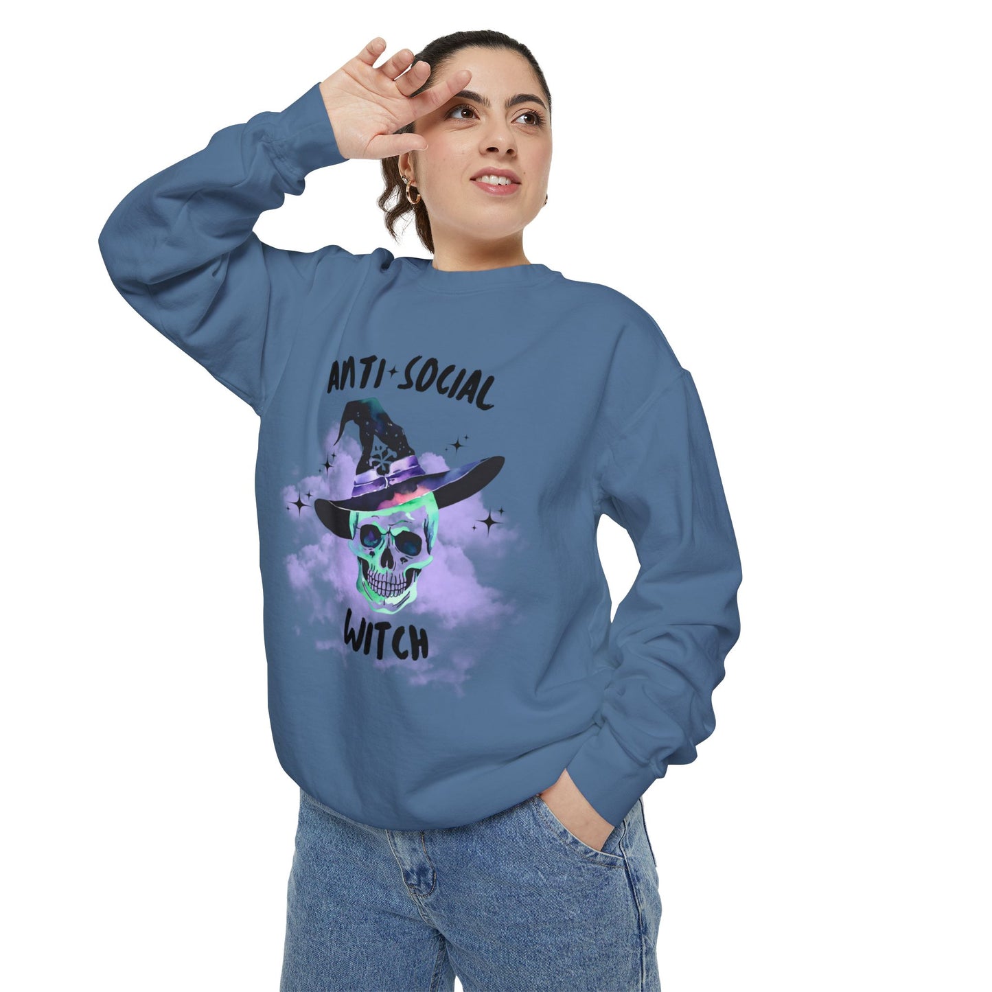 Anti Social Witch, Unisex Garment-Dyed Sweatshirt