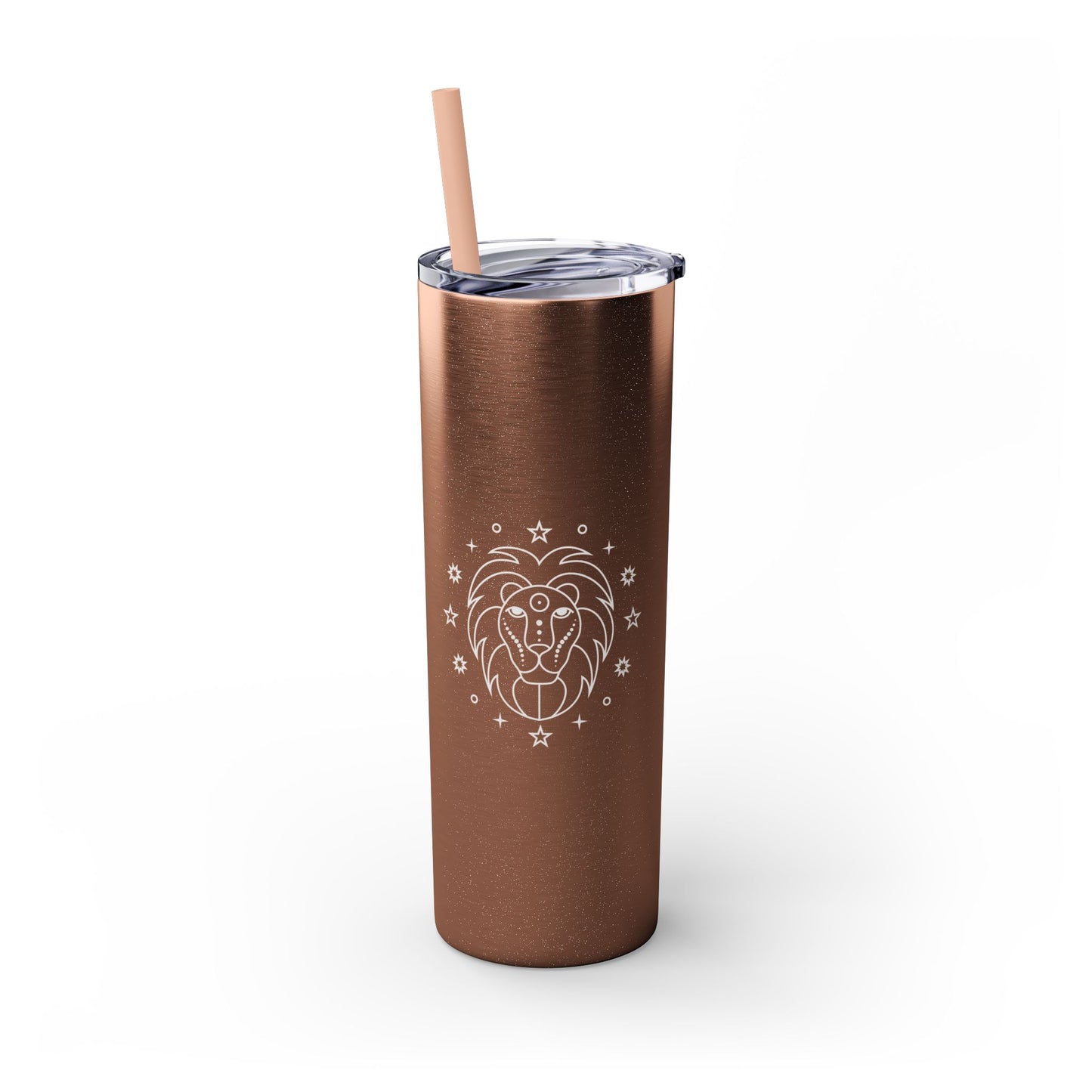 Leo Glitter, Skinny Tumbler with Straw, 20oz