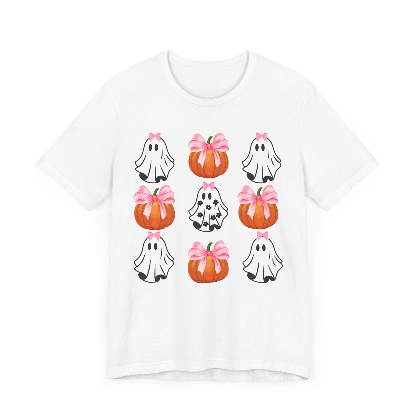 Cute Ghost With bow T-Shirt, Adult Jersey Short Sleeve Tee