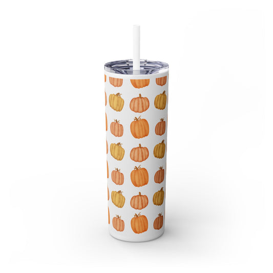 Pumpkin, Skinny Tumbler with Straw, 20oz