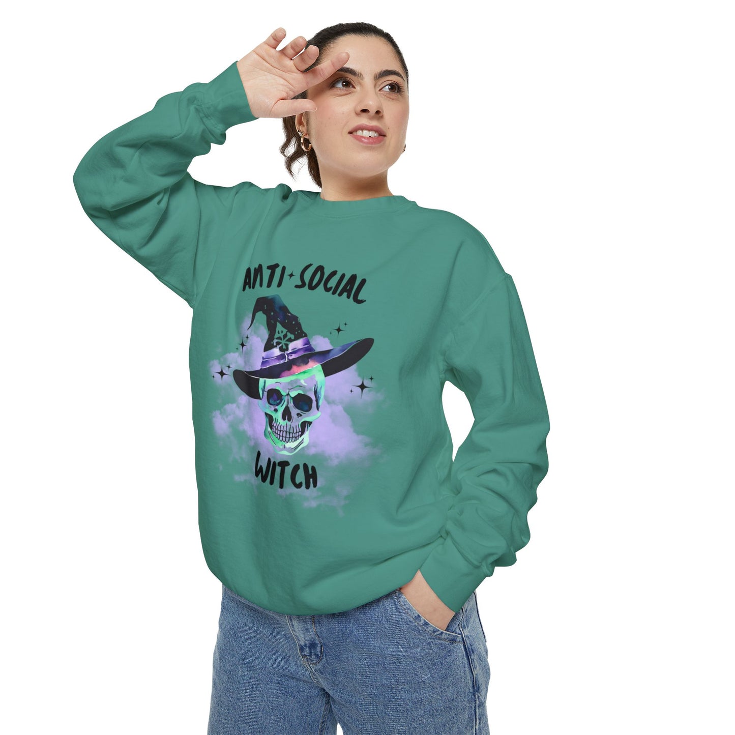 Anti Social Witch, Unisex Garment-Dyed Sweatshirt