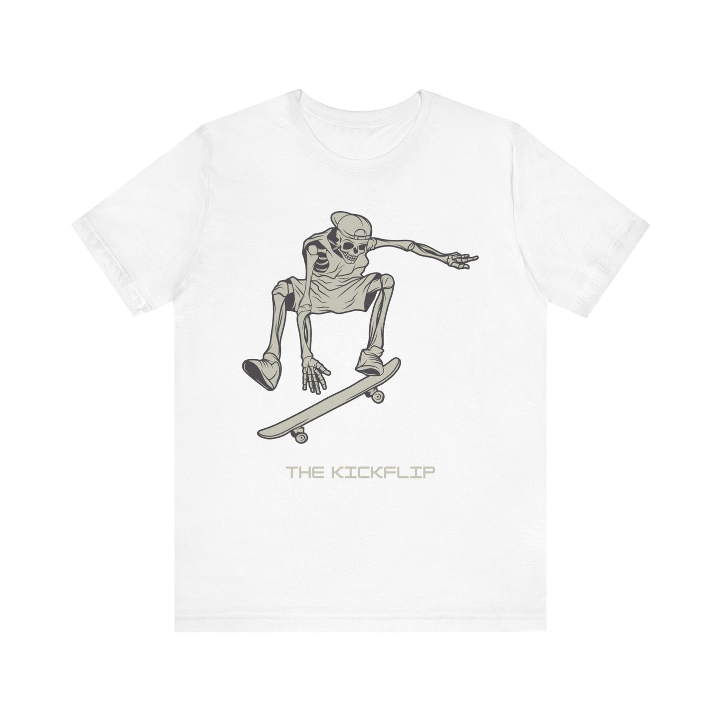 Skeleton Kickflip Skateboard, Unisex Jersey Short Sleeve Tee