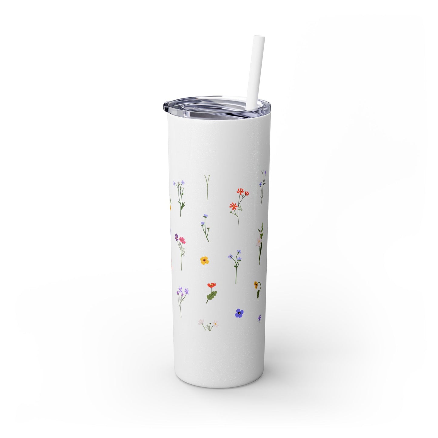 Flowers, Skinny Tumbler with Straw, 20oz