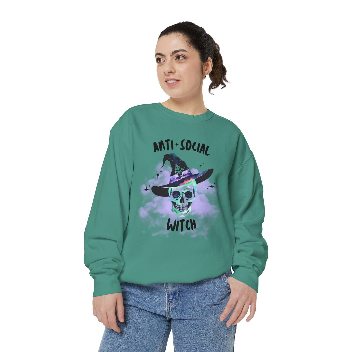 Anti Social Witch, Unisex Garment-Dyed Sweatshirt