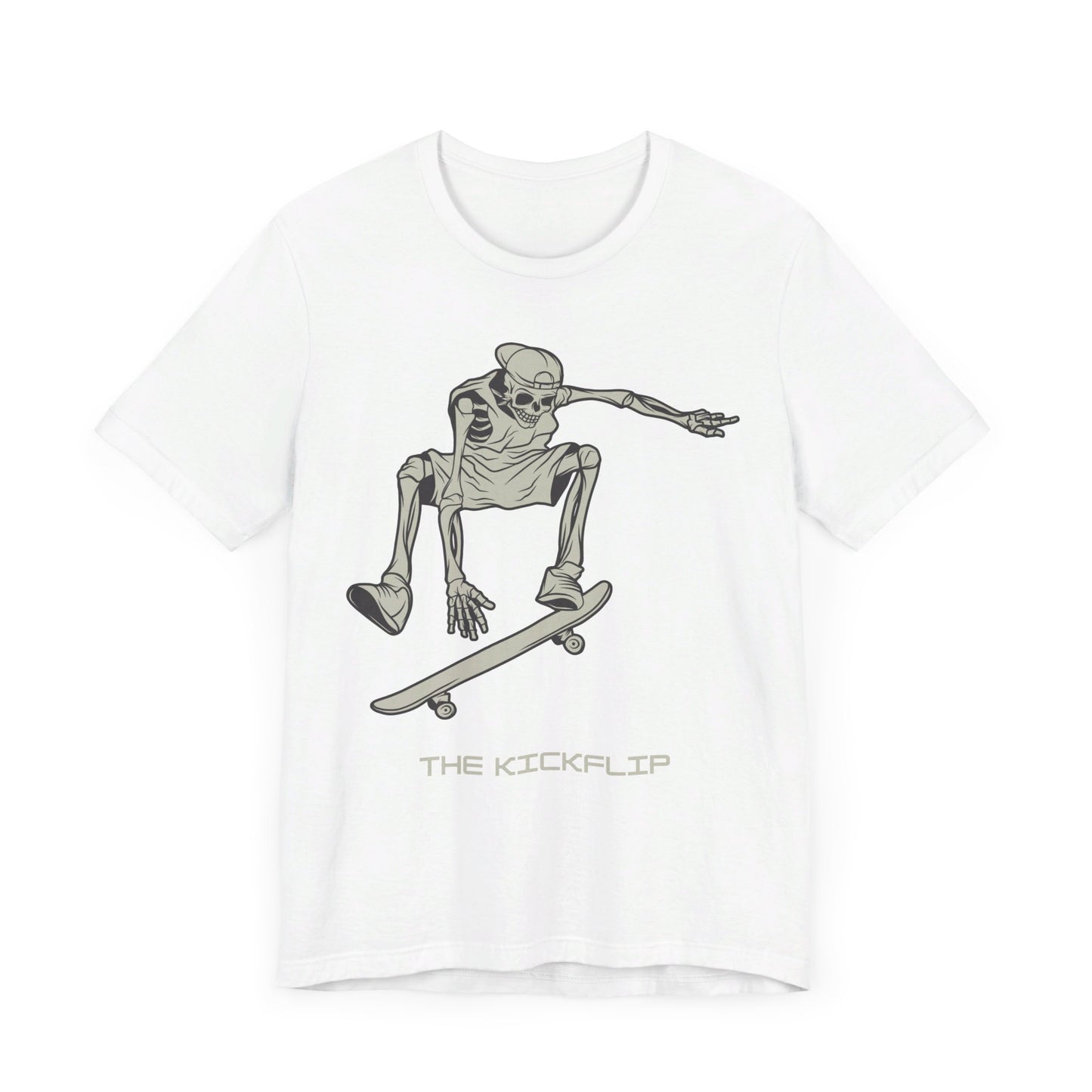 Skeleton Kickflip Skateboard, Unisex Jersey Short Sleeve Tee