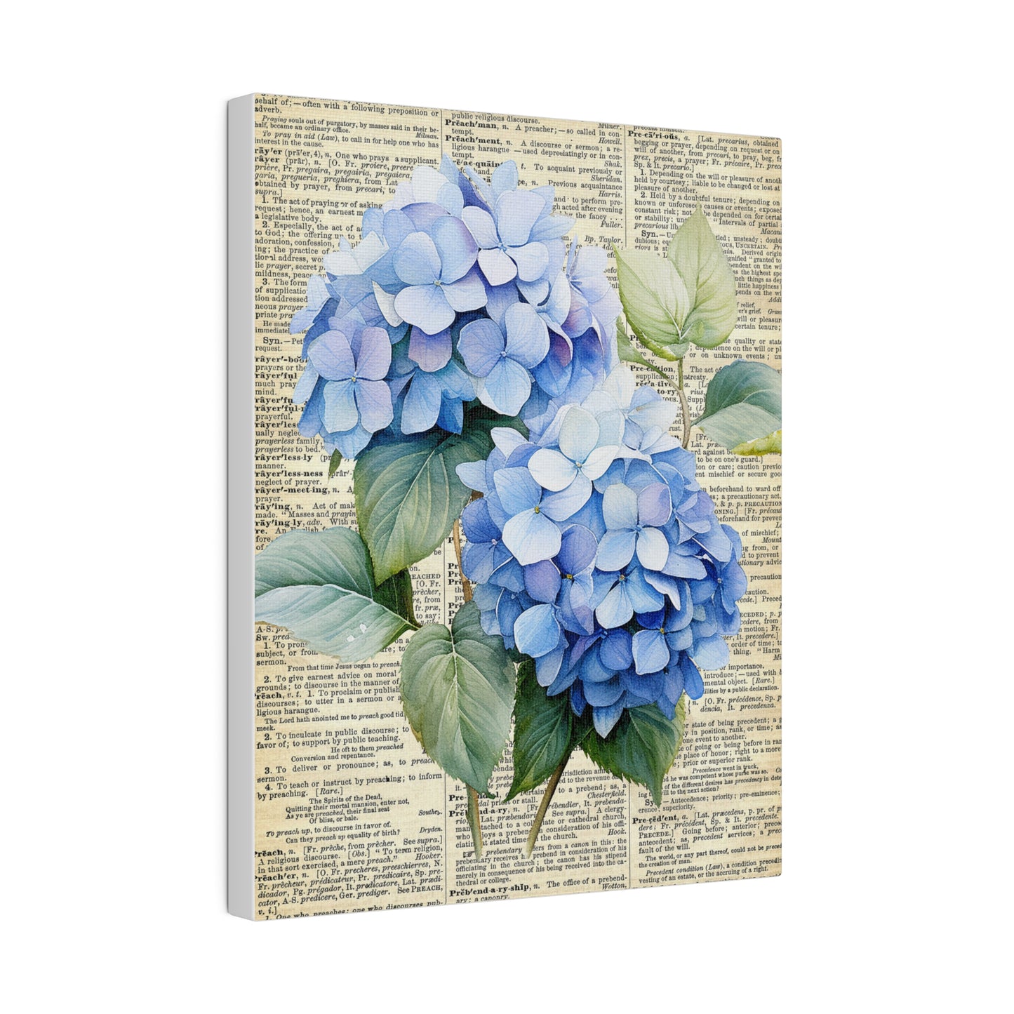 Hydrangea Flower, Vintage Dictionary page, Matte Canvas, Stretched, 0.75"