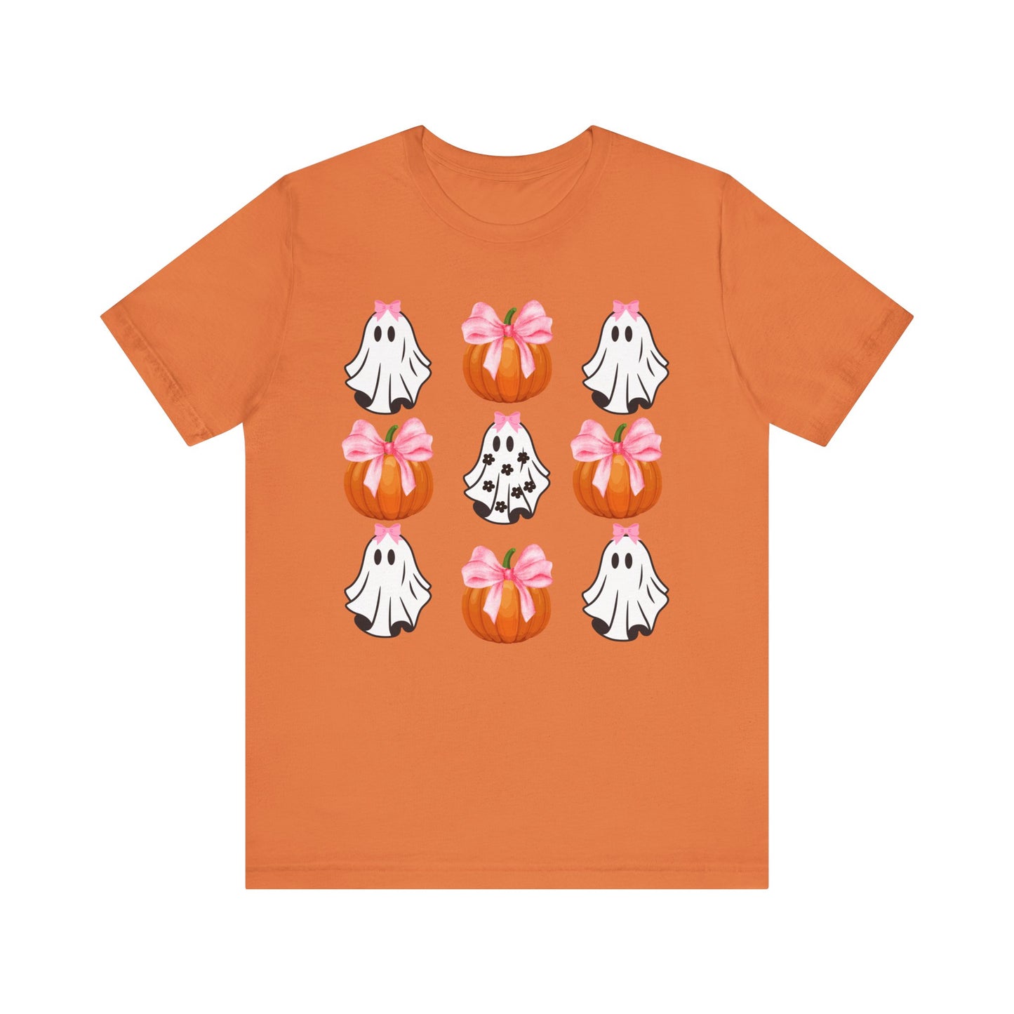 Cute Ghost With bow T-Shirt, Adult Jersey Short Sleeve Tee