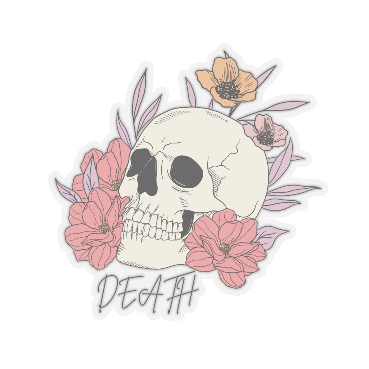 Skull and Flowers Death Sticker, Copy of One More Chapter WB, Kiss-Cut Stickers