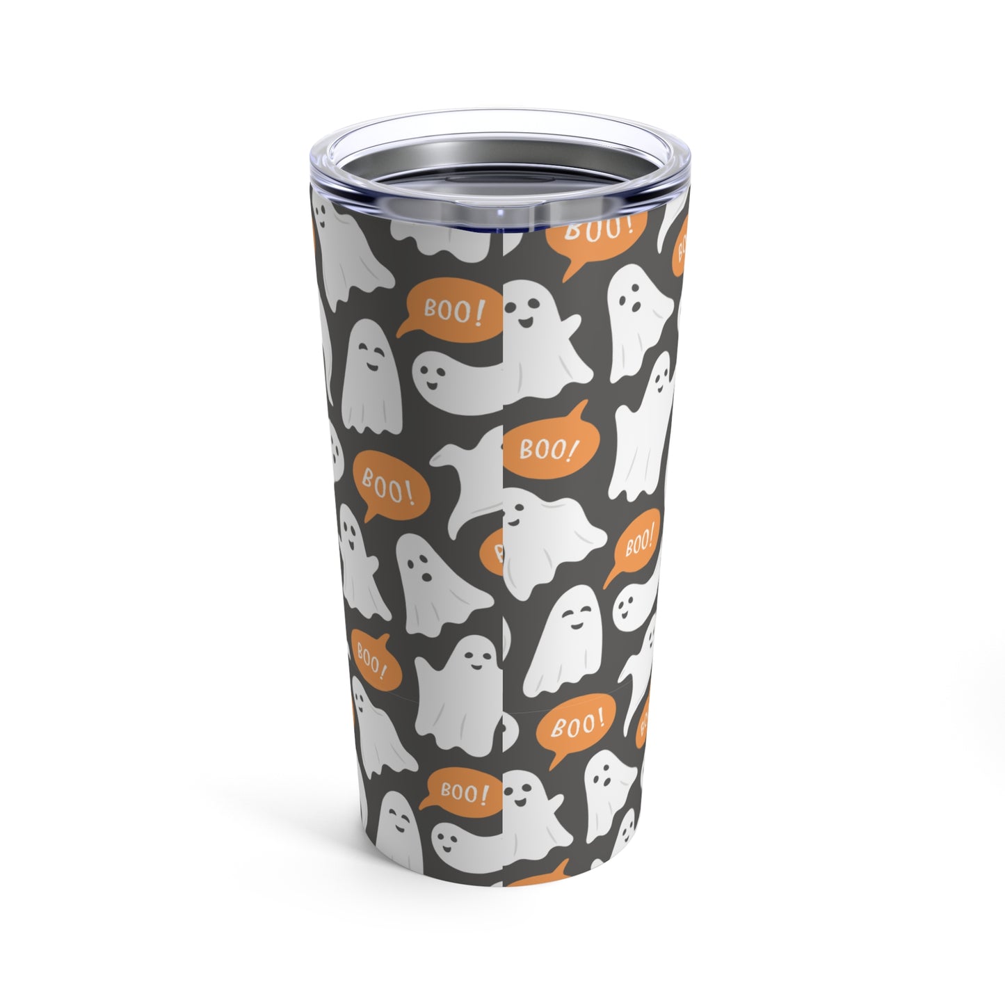 Halloween Ghosts and Pumpkins with Grey background, Tumbler 20oz
