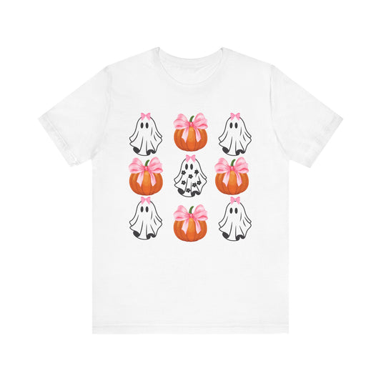 Cute Ghost With bow T-Shirt, Adult Jersey Short Sleeve Tee