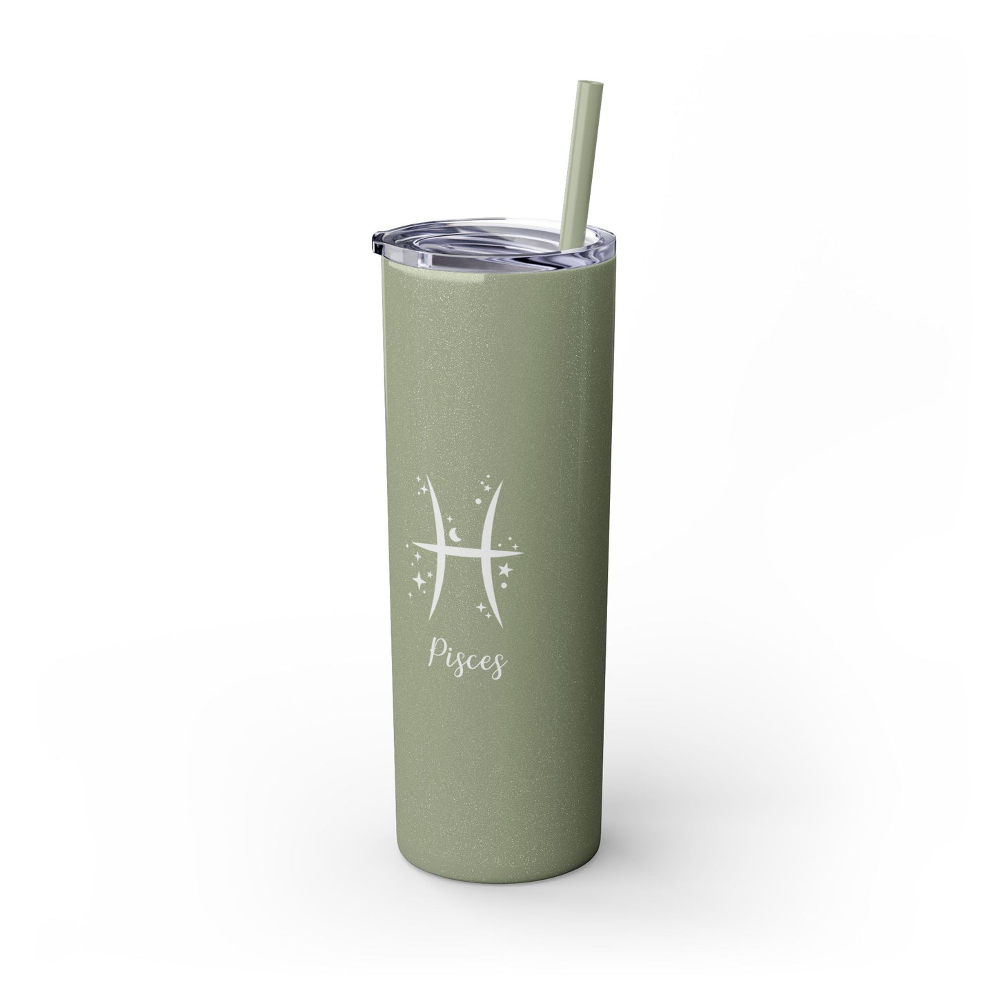Pisces Glitter, Skinny Tumbler with Straw, 20oz