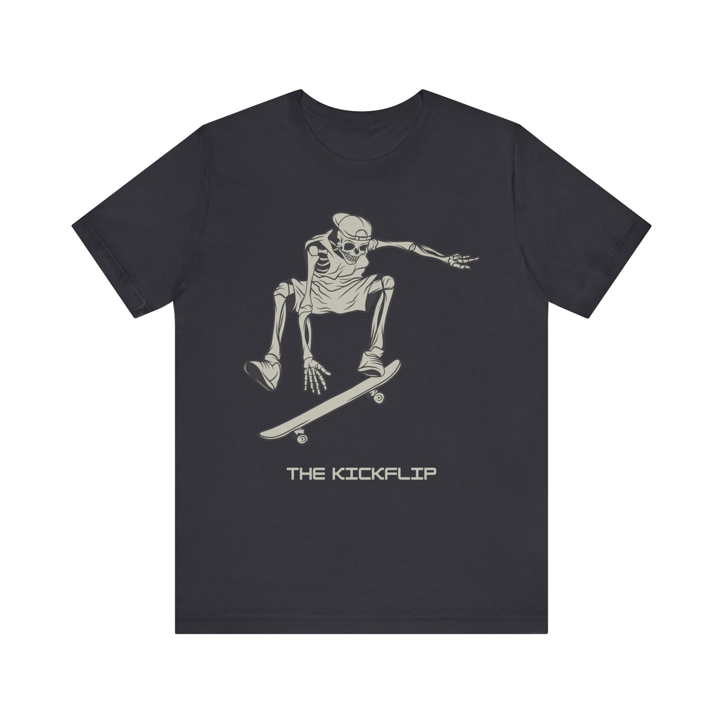 Skeleton Kickflip Skateboard, Unisex Jersey Short Sleeve Tee