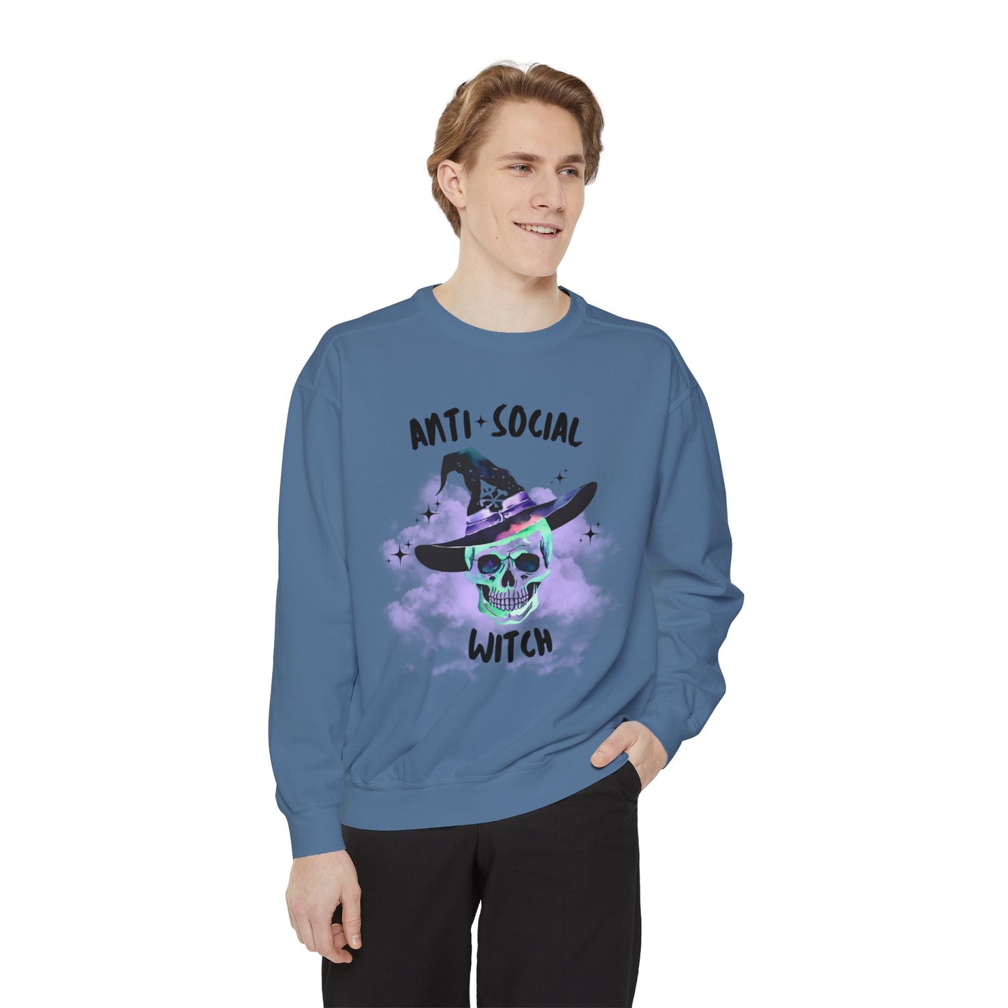 Anti Social Witch, Unisex Garment-Dyed Sweatshirt
