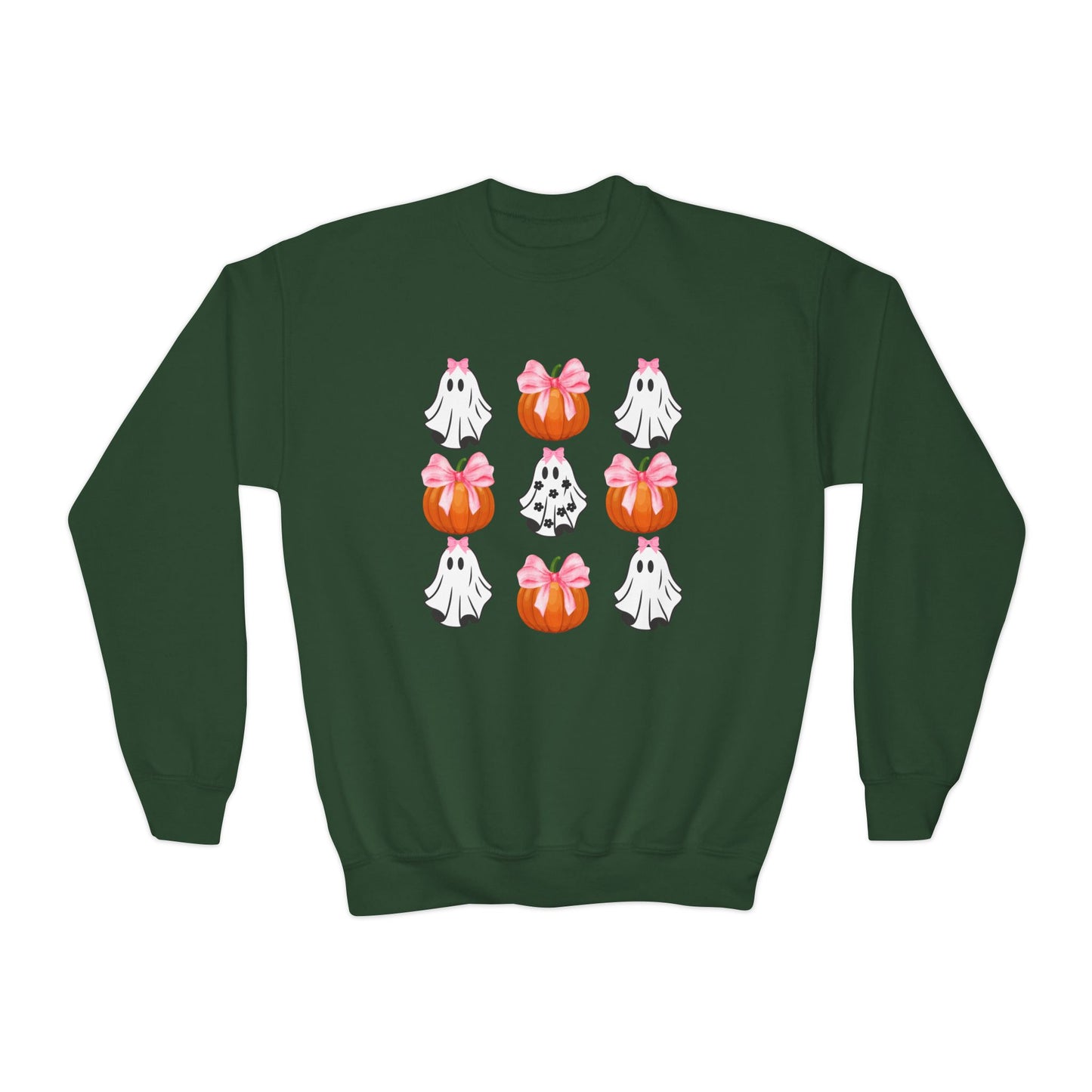 Cute Ghost with Bow, Youth Crewneck Sweatshirt