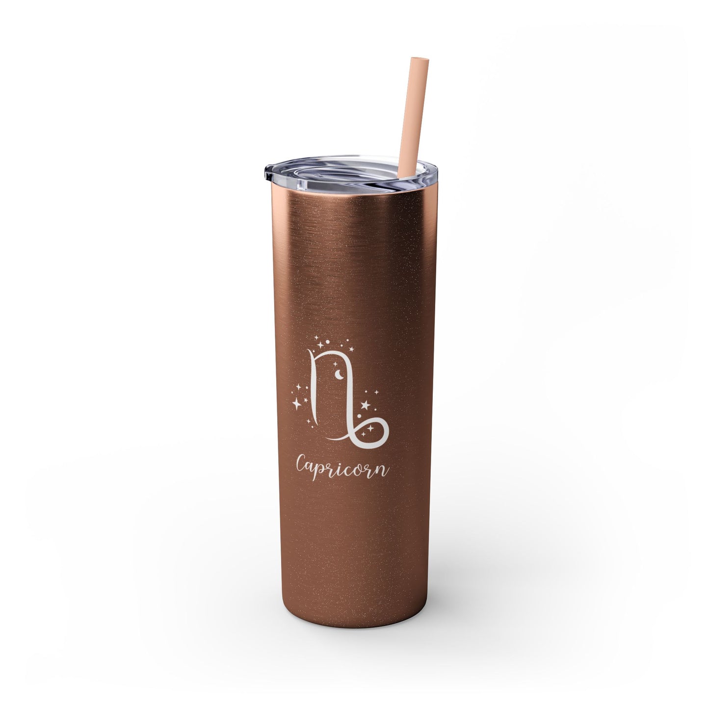 Capricorn Glitter, Skinny Tumbler with Straw, 20oz