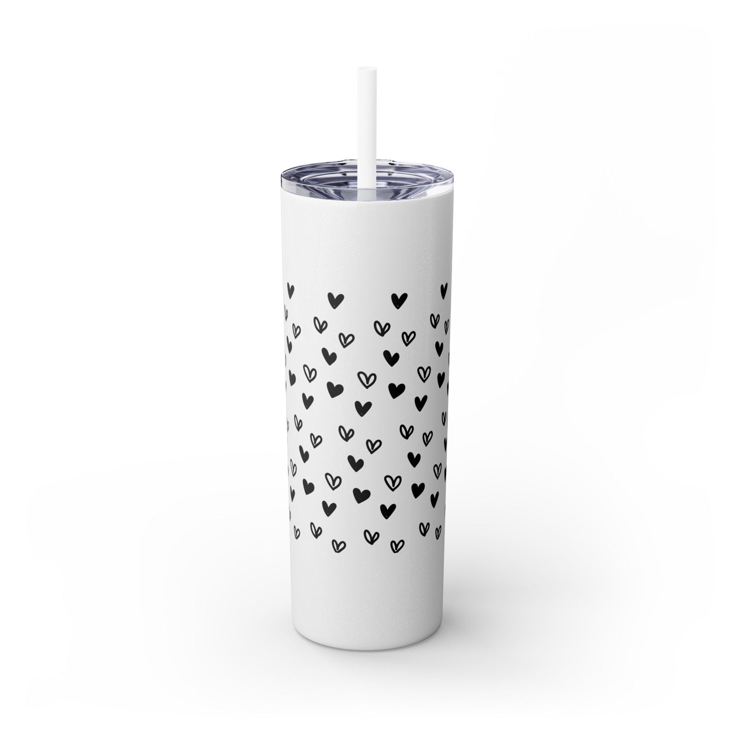 Hearts, Skinny Tumbler with Straw, 20oz