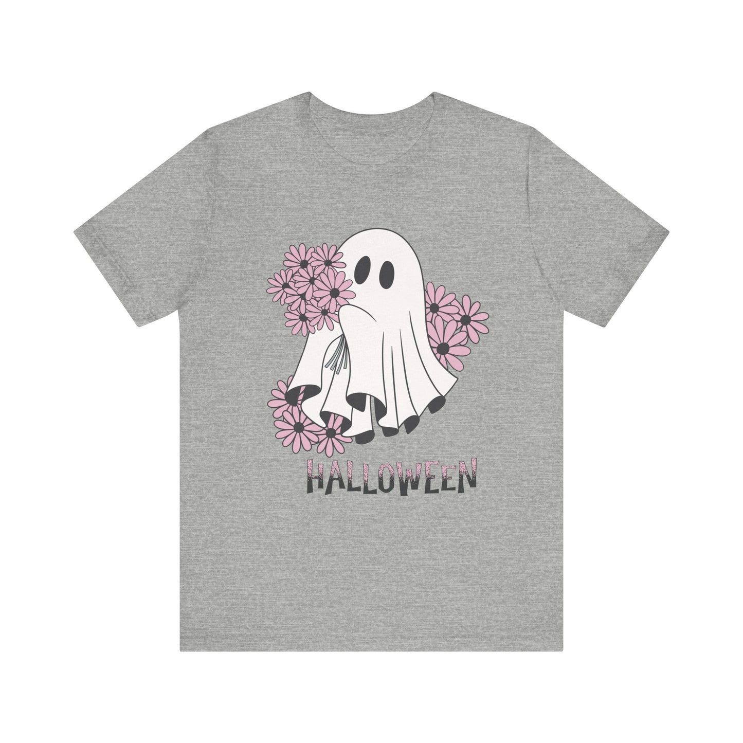 Ghost Daisy Flowers Halloween, Unisex Jersey Short Sleeve Tee