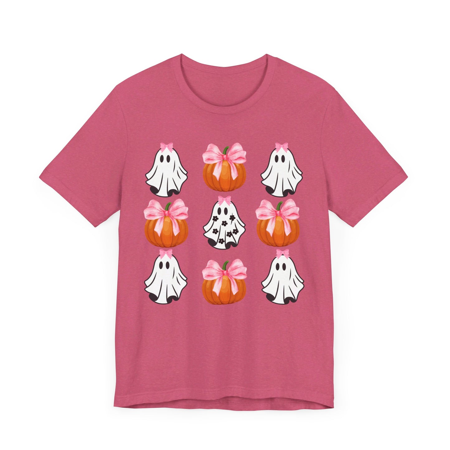 Cute Ghost With bow T-Shirt, Adult Jersey Short Sleeve Tee
