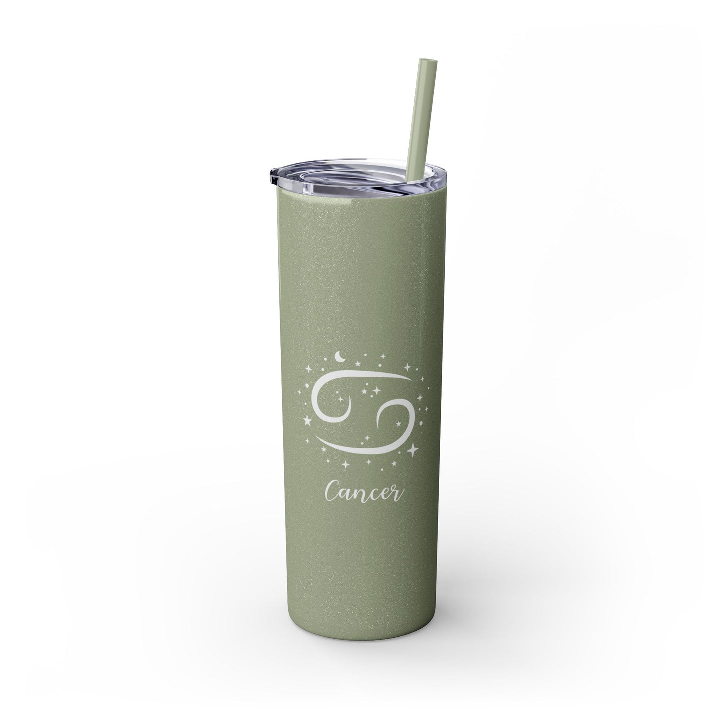 Cancer Glitter, Skinny Tumbler with Straw, 20oz