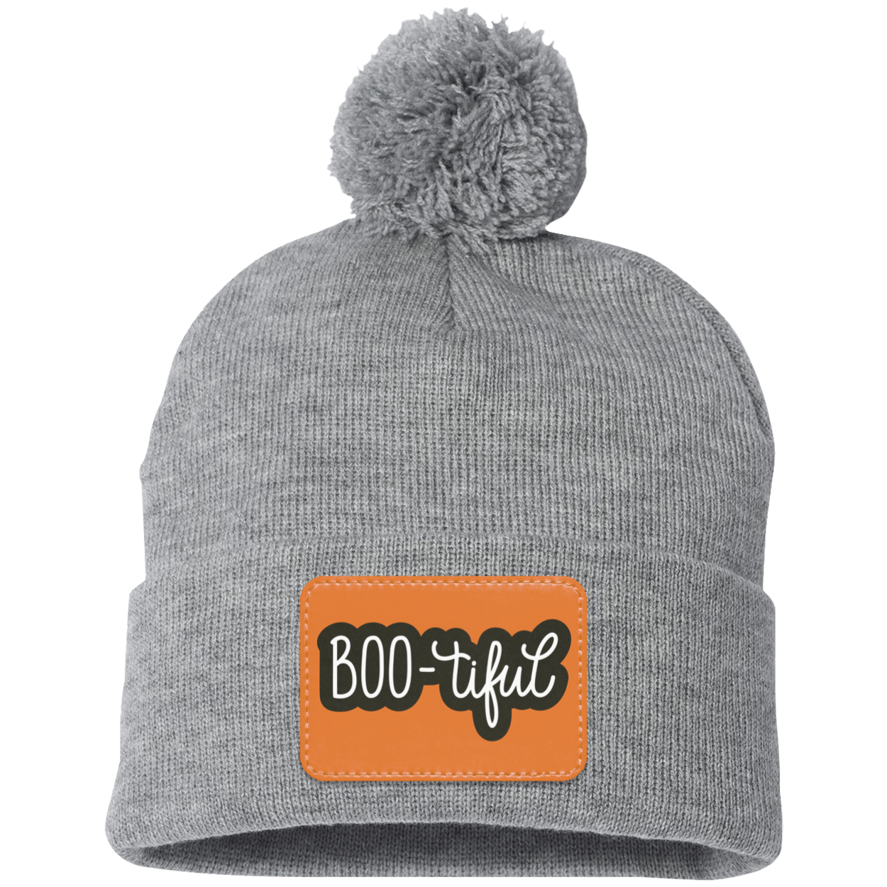 Boo-tiful Halloween Pom Pom Knit Cap. - Patch